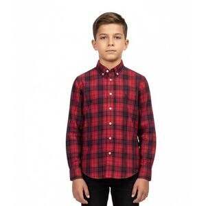 Ralph Lauren Boys Cotton Oxford, Black / Red / White Size L (14-16)